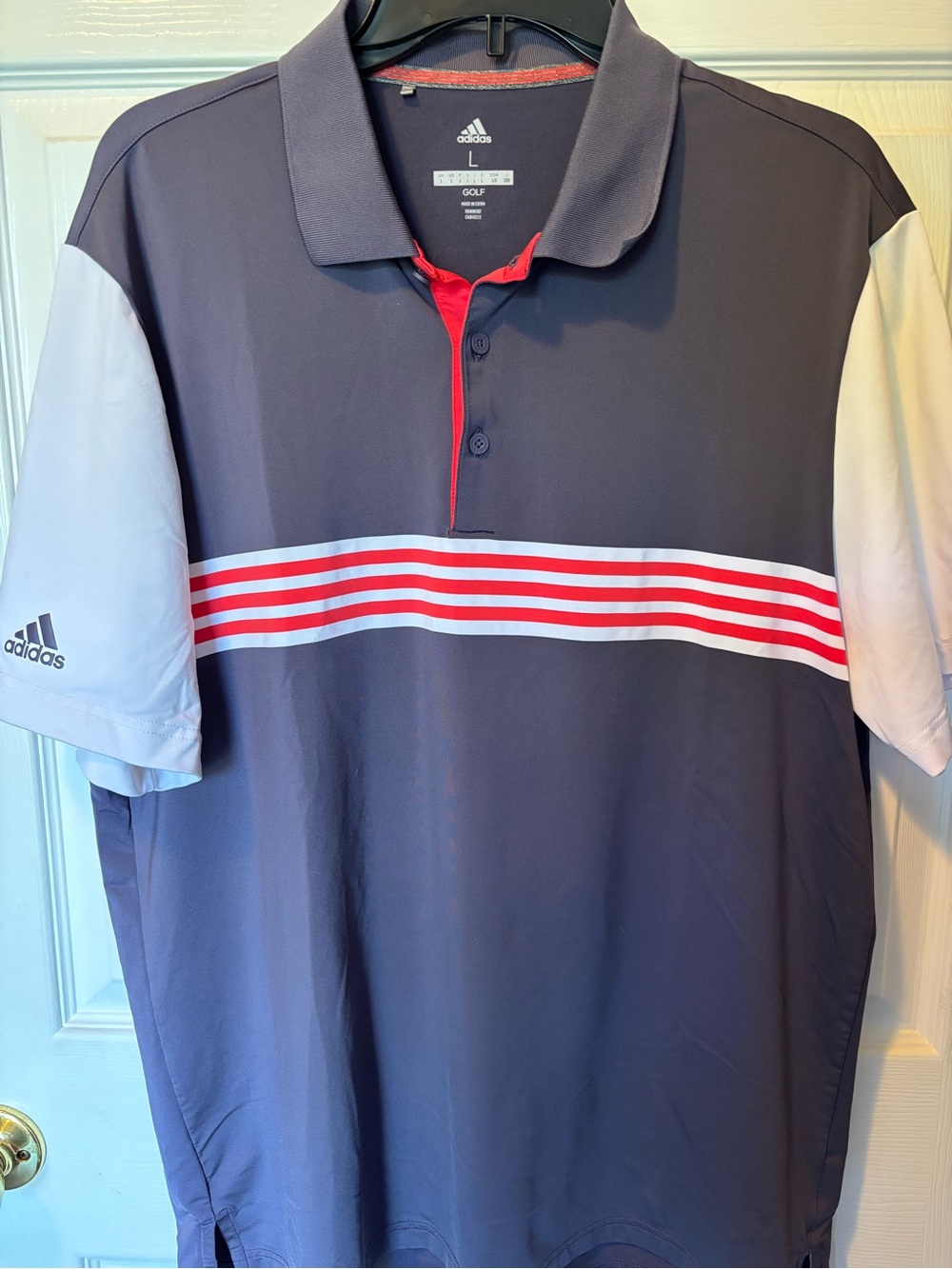 adidas Golf Ultimate365 Colorblock Striped Polo Men's Large